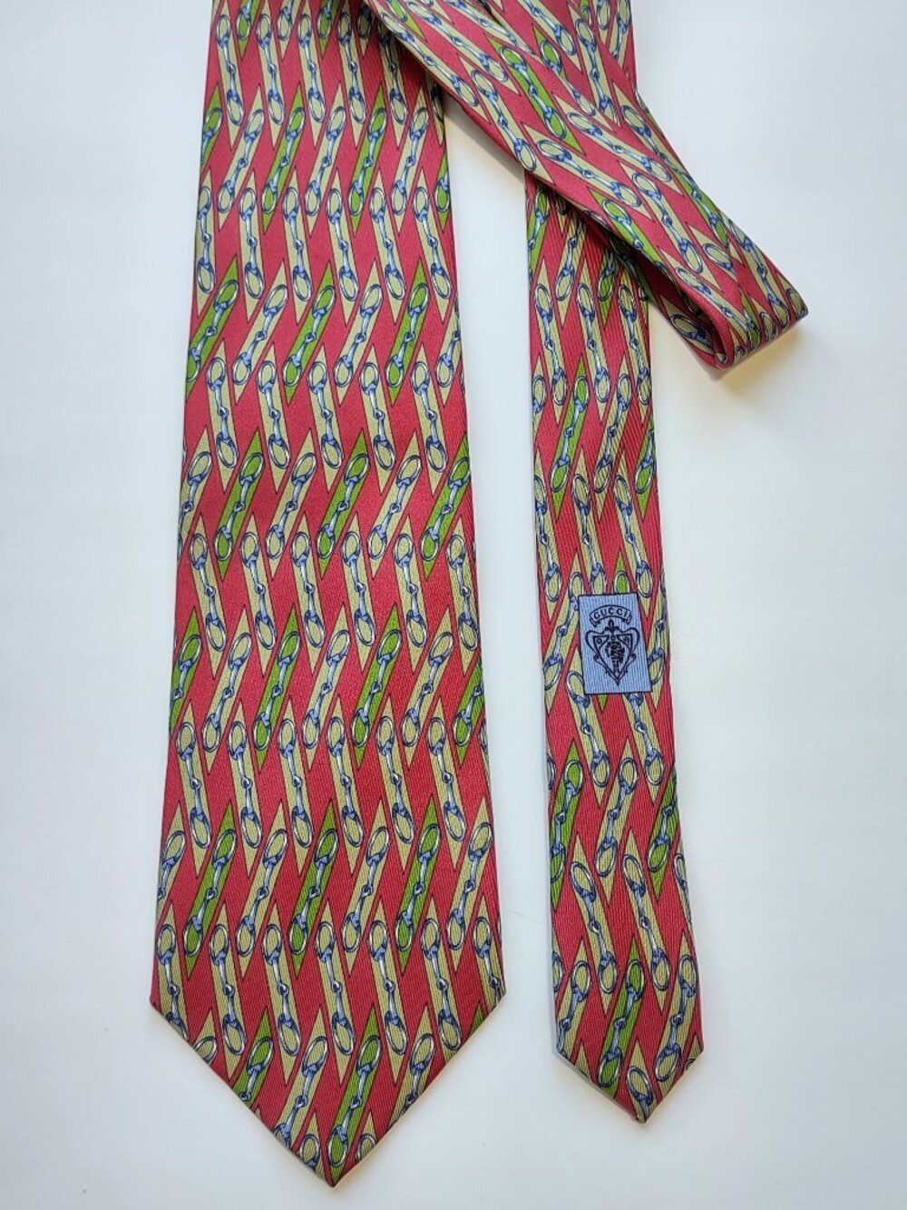 Vintage Gucci 100% Silk Tie Classic Equestrian Pattern Italy Luxury Designer